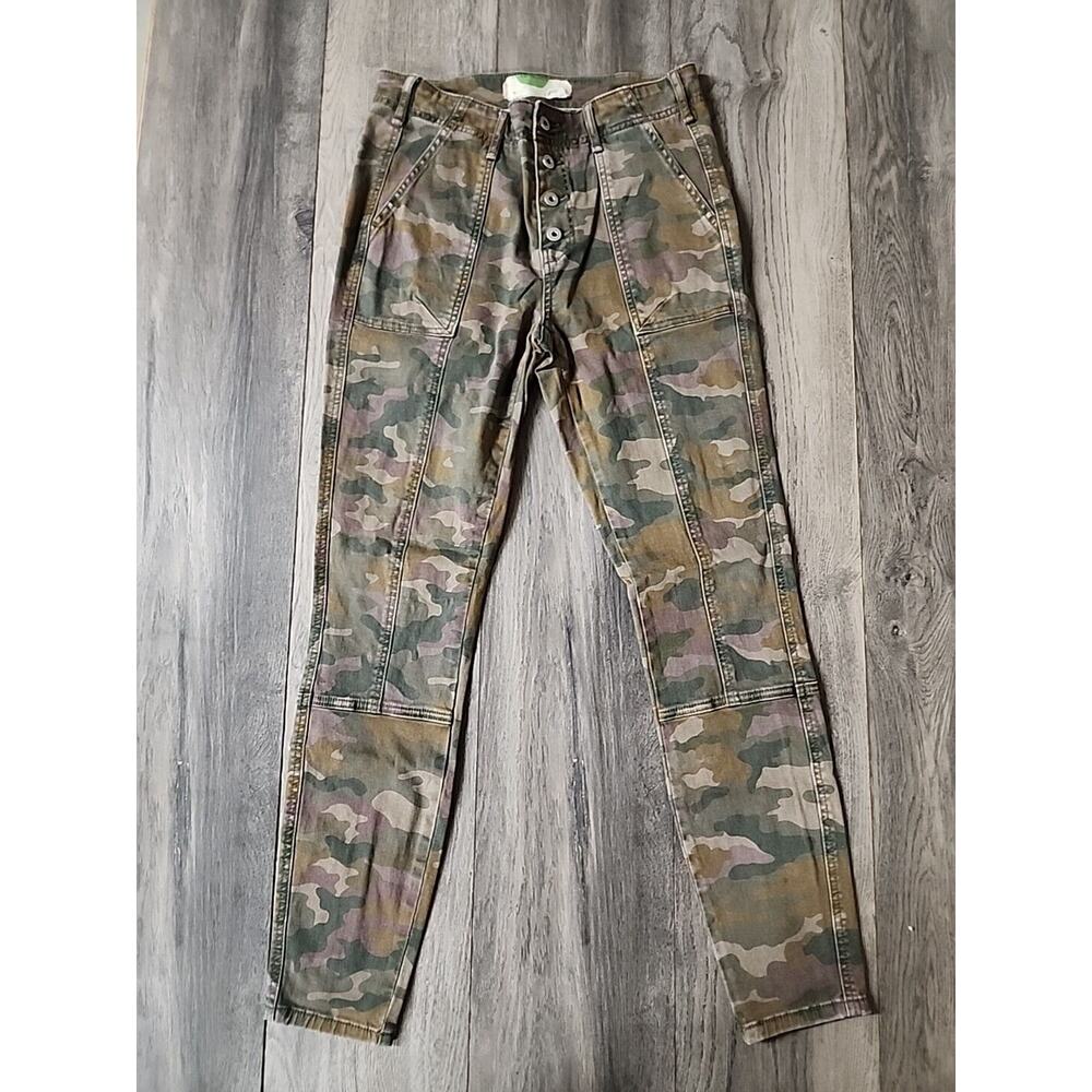 Anthropologie Pants Womens 28 Green Camouflage Straight Leg